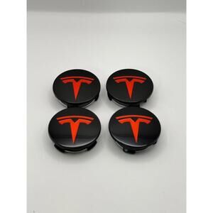 Tesla Wheel Center Hub Caps Black/Red 56mm Fit Model 3 S X Y – Set of 4